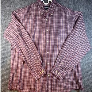 Cherokee Mens Plaid Button Down Shirt Long Sleeve Casual Size XL